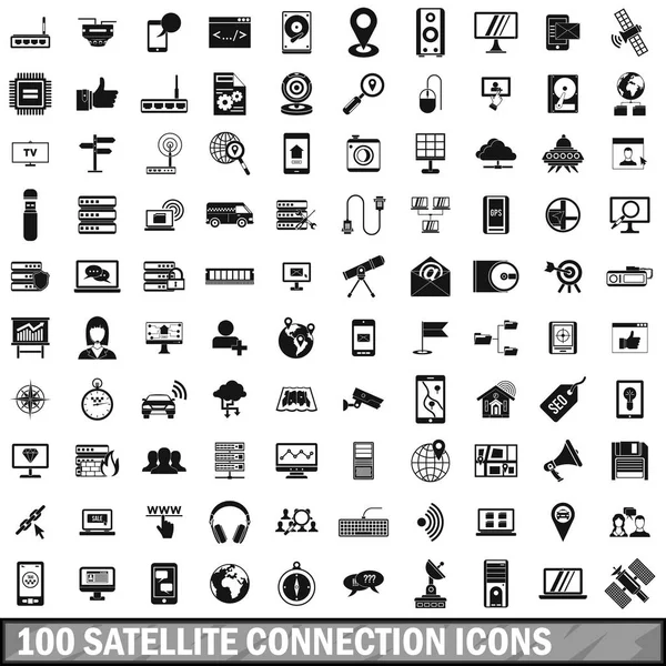 100 uydu bağlantısı Icons set, basit tarzı