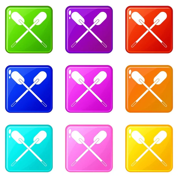 9 iki ahşap çapraz kürek ayarla