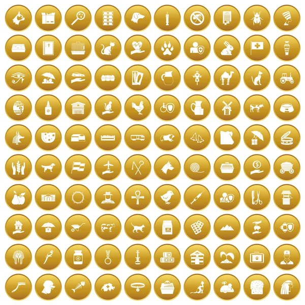 Altın 100 evcil hayvan Icons set