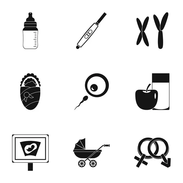 Conjunto de iconos de parto, estilo simple — Archivo Imágenes Vectoriales