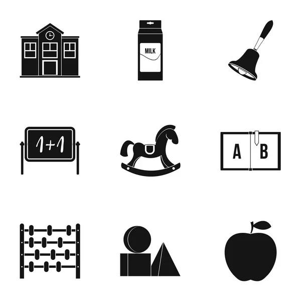 Ensemble d'icônes scolaires, style simple — Image vectorielle