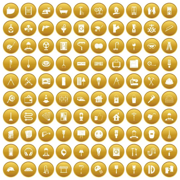 100 Renovierungssymbole vergoldet — Stockvektor