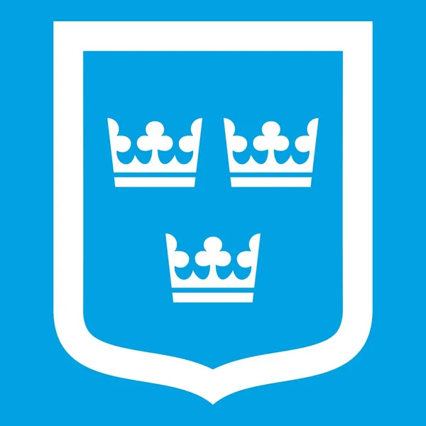 Brasão de armas da Suécia ícone branco — Vetor de Stock