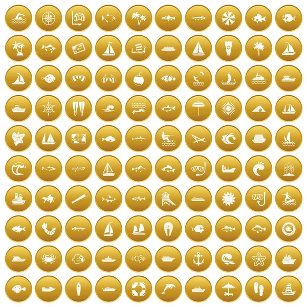 Altın 100 deniz Icons set