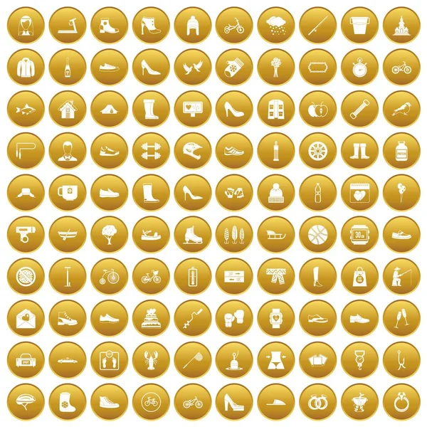 Altın 100 ayakkabı Icons set
