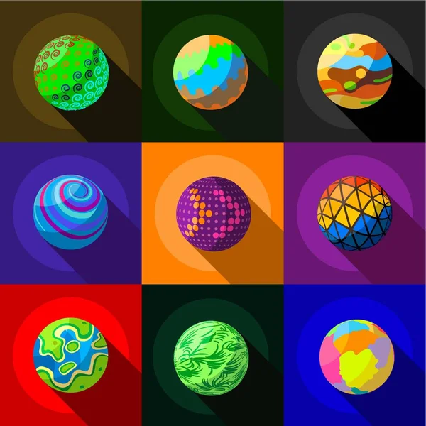Zestaw ikon Planet kolorowy, płaski — Wektor stockowy