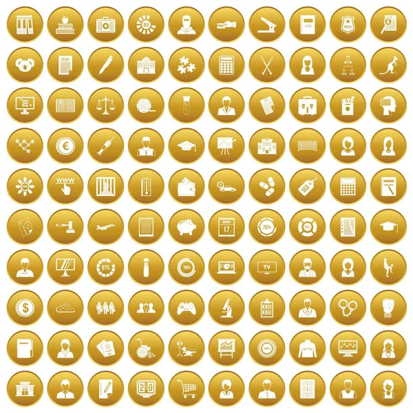 Altın 100 istatistik veri Icons set