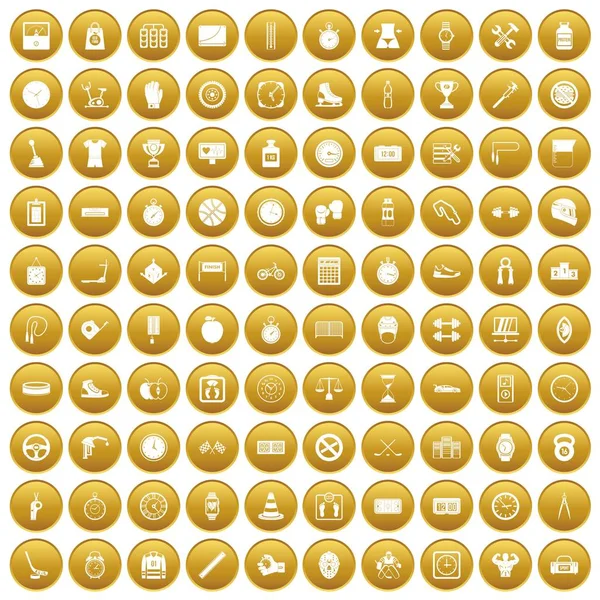 Altın 100 kronometre Icons set
