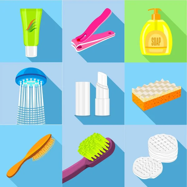 Hijyen Icons set, düz stil