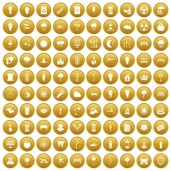 100 gatubelysning ikoner anger guld — Stock vektor