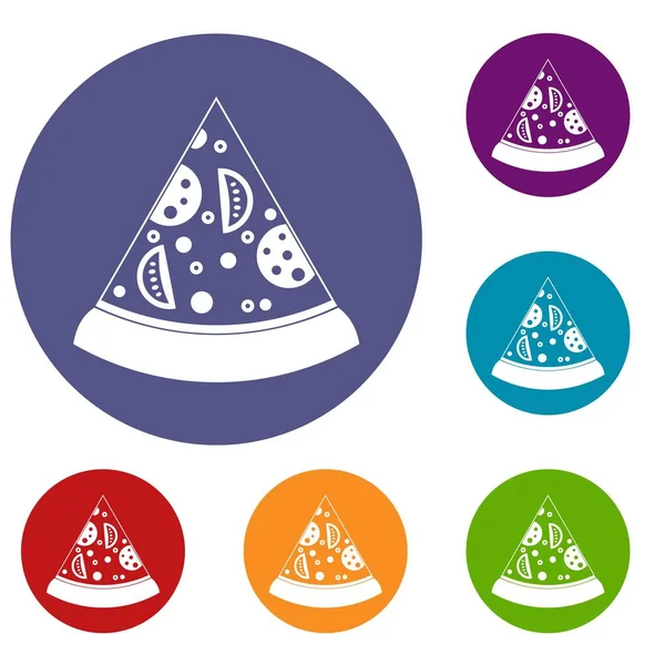 Ensemble de tranches d'icônes de pizza — Image vectorielle