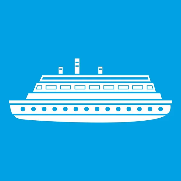 Lange schip pictogram wit — Stockvector
