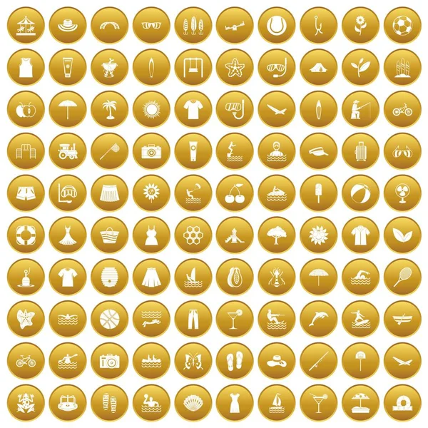 Altın 100 yaz Icons set