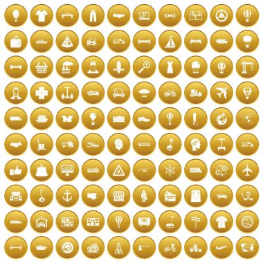 Altın 100 lojistik Icons set