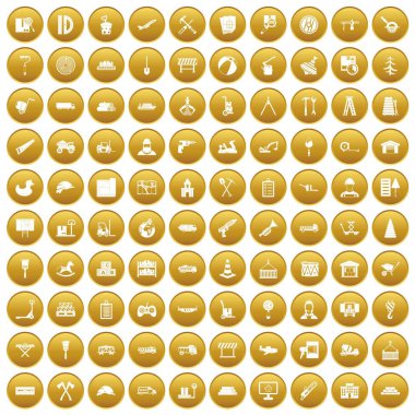 Altın 100 kamyon Icons set