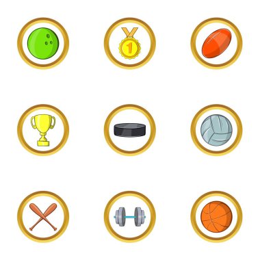 Takım spor simge seti, karikatür tarzı