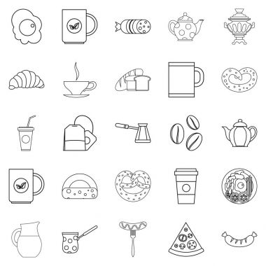 Diyet Icons set, anahat stili