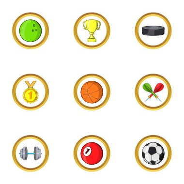 Yaz spor simge seti, karikatür tarzı