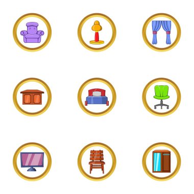 Kapalı mobilya simge seti, karikatür tarzı