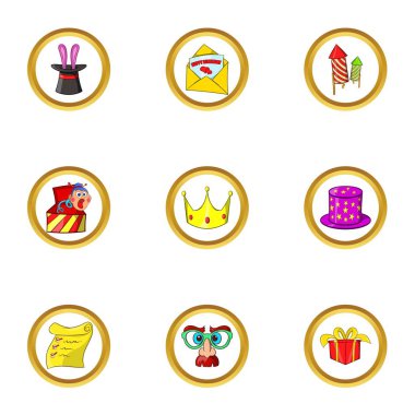 Parti günü simge seti, karikatür tarzı