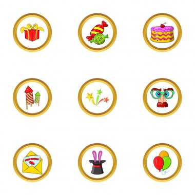 Tatil simge seti, karikatür tarzı