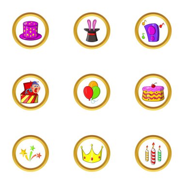 Müzik parti simge seti, karikatür tarzı