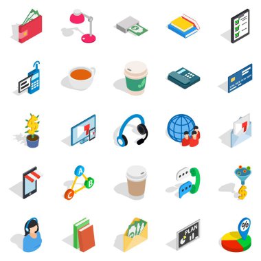 İş iletişim simgeler kümesi, izometrik stili