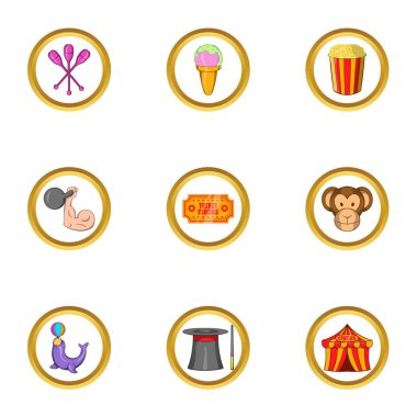 Sirk gün simge seti, karikatür tarzı