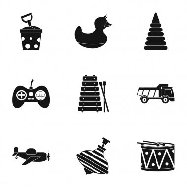 Farklı çocuklar oyuncak simge seti, basit tarzı