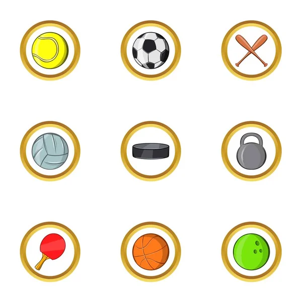 Classic sport icon set, cartoon style — Stock Vector