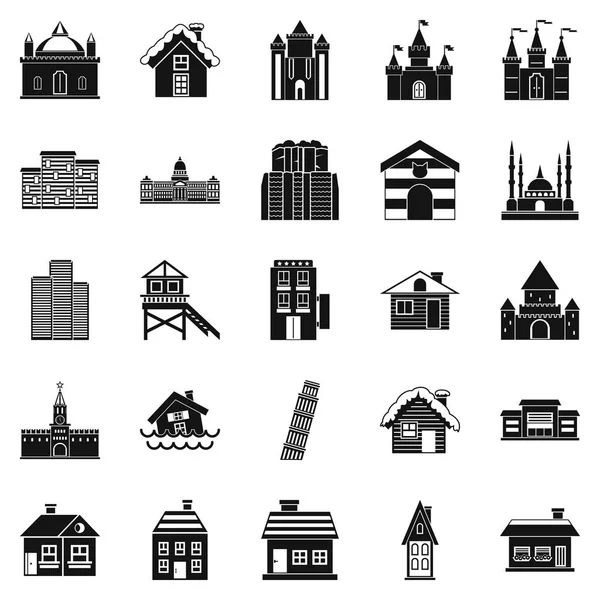 Construction icons set, simple style — Stock Vector