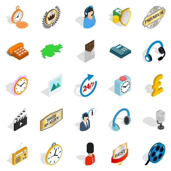 De klok rond iconen set, isometrische stijl — Stockvector