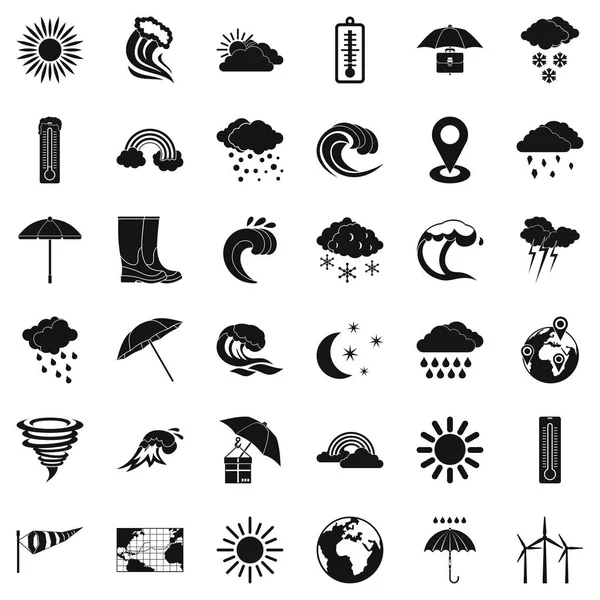 Conjunto de ícones meteorológicos, estilo simples — Vetor de Stock