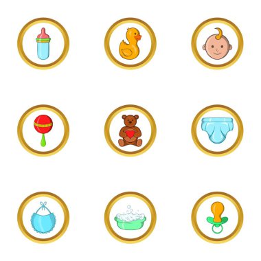 Bebek simge seti, karikatür tarzı