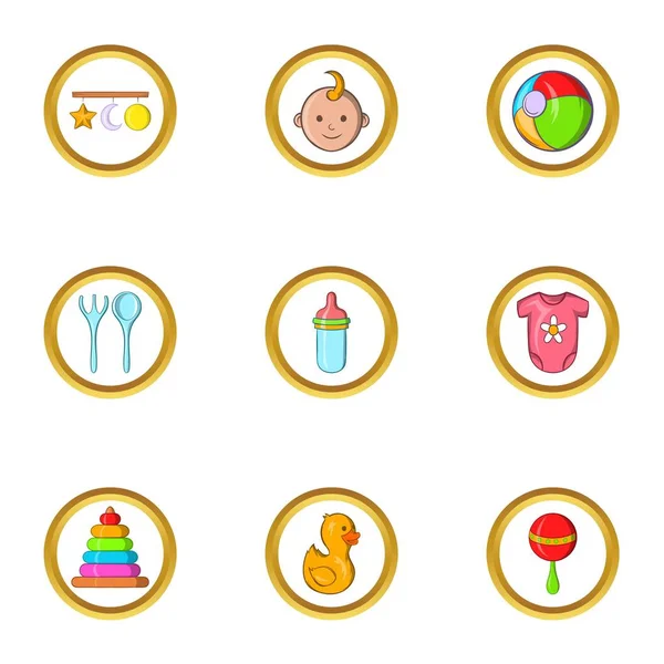 Bebek oyuncak simge seti, karikatür tarzı