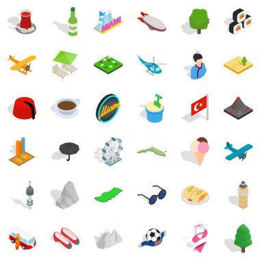 İyi Simgesel Yapı Icons set, izometrik stili