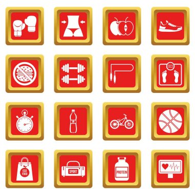Kırmızı sağlıklı yaşam Icons set