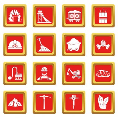 Kırmızı madenci Icons set
