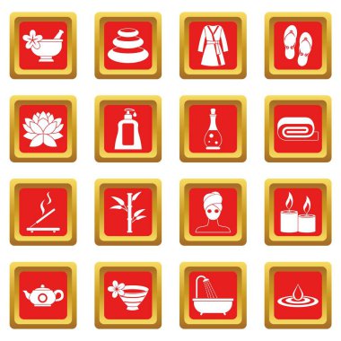 Kırmızı Spa tedavileri Icons set