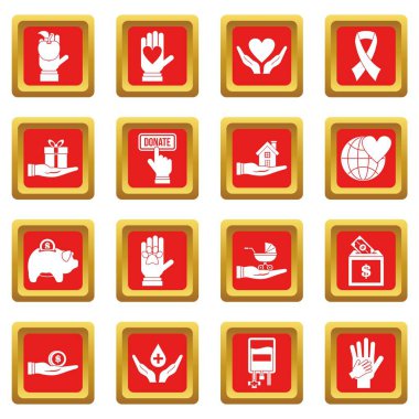 Kırmızı sadaka Icons set