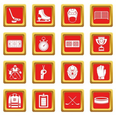 Kırmızı hokey Icons set