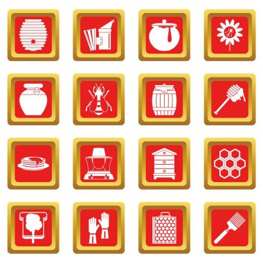 Kırmızı arı kovanı araçları Icons set