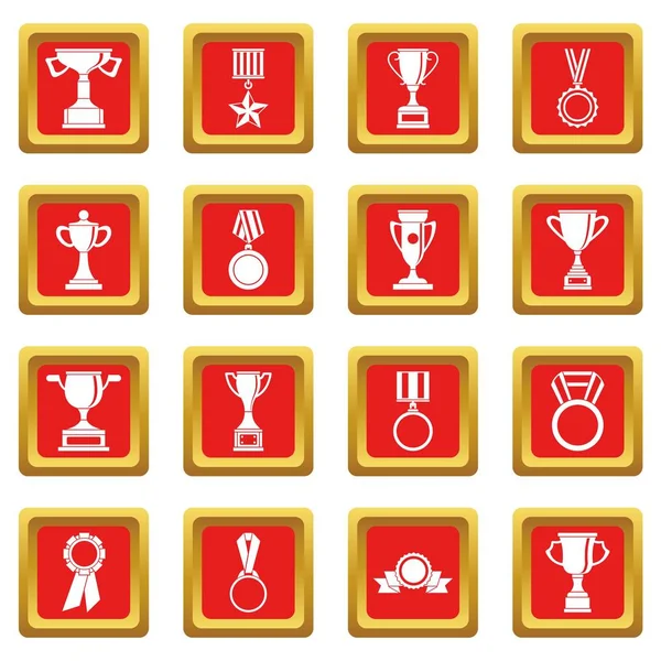 Conjunto de iconos trofeo rojo — Vector de stock