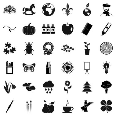 Çevre dekorasyon Icons set, basit tarzı