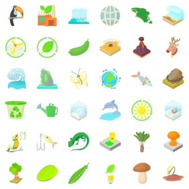 Ekoloji Icons set tarzı çizgi film