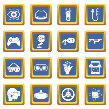 Sanal gerçeklik simgeleri mavi ayarla