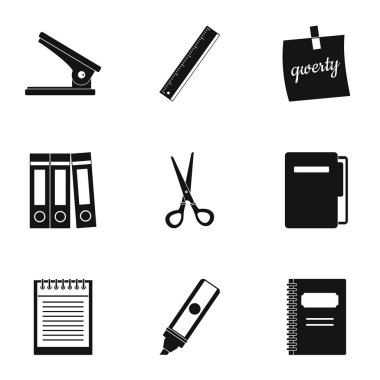 Kırtasiye Simge seti, basit tarzı ile ilgili