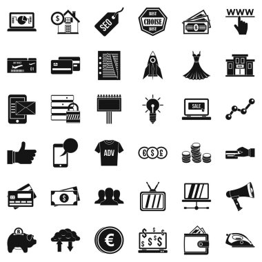 Online Ticaret Icons set, basit tarzı