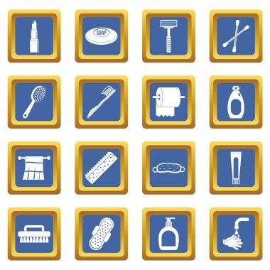 Hijyen araçları simgeleri mavi ayarla