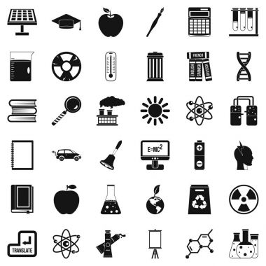 İyi bir eğitim Icons set, basit tarzı